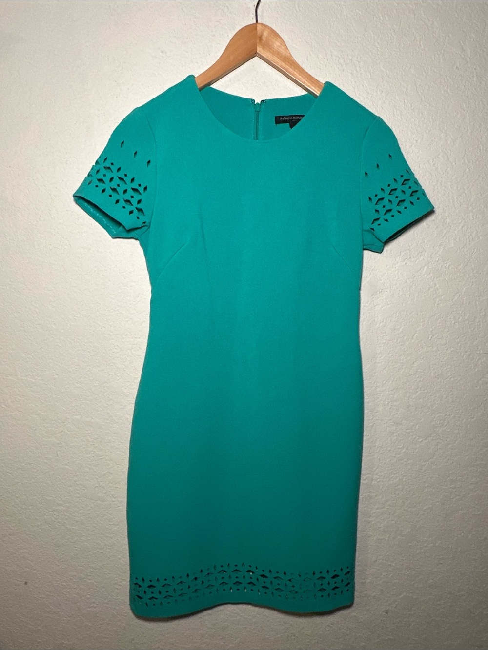 Banana Republic Teal Laser-Cut Short Sleeve Dress